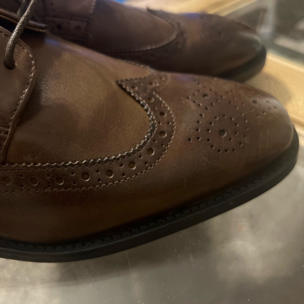 NWOB Rockport Wingtip Perforated Brogue Men's Brown Leather Oxfords 9.5W - Picture 9 of 16